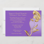 エレガントな紫と金の50周年招待状 招待状 (裏面)