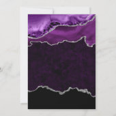 エレガントな紫と銀のマーブルアゲートの卒業 招待状 (裏面)