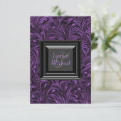 エレガントな紫と黒の結婚式の出欠確認 出欠カード (スタンド正面)