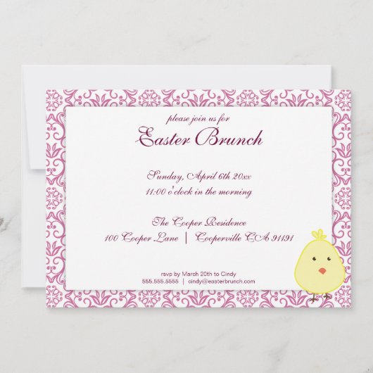 エレガントな紫のイースター・ブランチ招待状 招待状 (正面)