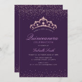 エレガントな紫のキンセアニエラ招待状 招待状 (正面/裏面)