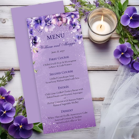 エレガントな紫のスミレの結婚式と記念日 メニュー