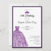 エレガントな紫のドレス 18歳の誕生日デビュー 招待状 (正面)