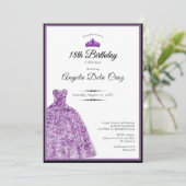 エレガントな紫のドレス 18歳の誕生日デビュー 招待状 (スタンド正面)