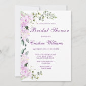 エレガントな紫のラバンダーの花 ブライダルシャワー 招待状 (正面)