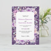 エレガントな紫のラベンダー花の結婚式の招待状 招待状 (スタンド正面)
