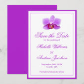 エレガントな紫のラン おめでたい日程予告 招待状 (正面/裏面)