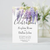 エレガントな紫の水彩画の藤のラベンダーのウェディング 招待状 (スタンド正面)