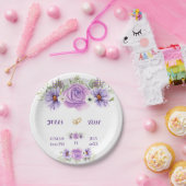 エレガントな紫の水彩花のウェディング ペーパープレート (パーティー)