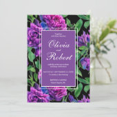 エレガントな紫の水彩花の花の結婚式 招待状 (スタンド正面)