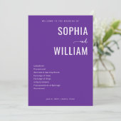 エレガントな紫の結婚式典 プログラム (スタンド正面)