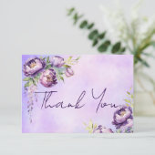 エレガントな紫の芍薬 ライラックの藤 ありがとう サンキューカード (スタンド正面)