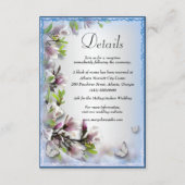 エレガントな紫の花と蝶のウェディング詳細 エンクロージャーカード (正面)
