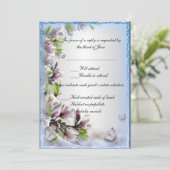 エレガントな紫の花と蝶の返信カード 招待状 (スタンド正面)