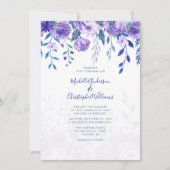 エレガントな紫の花のウェディング招待状 招待状 (正面)