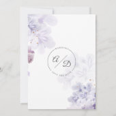 エレガントな紫の花のウェディング Save the Date 招待状 (裏面)