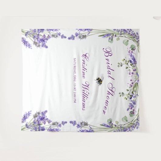 エレガントな紫の花のエンゲージメントパーティーのタペストリー タペストリー (正面(横))