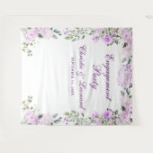 エレガントな紫の花のエンゲージメントパーティー タペストリー (正面(横))