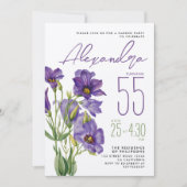 エレガントな紫の花のガーデンパーティー・水彩画 招待状 (正面)