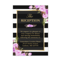 エレガントな紫の花のストライプ ウェディング レセプション