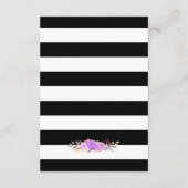 エレガントな紫の花のストライプ ウェディング レセプション エンクロージャーカード (裏面)