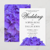 エレガントな紫の花のハイドランジア ウェディング 招待状 (正面/裏面)