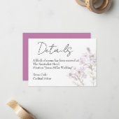 エレガントな紫の花のモチーフの結婚式詳細カード ノートカード (正面/裏面インサイチュ)