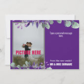 エレガントな紫の花の感謝を表す白いカリグラフィー (裏面)