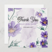 エレガントな紫の花の感謝カード サンキューカード (正面/裏面)