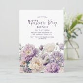 エレガントな紫の花の母の日ブランチ 招待状 (スタンド正面)