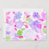 エレガントな紫の花の水彩画 ブライダルシャワー 招待状 (裏面)