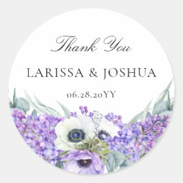 エレガントな紫の花の結婚式の引出物サンクスギフト ラウンドシール