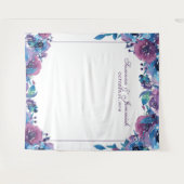 エレガントな紫の花の結婚式写真ブース背景 タペストリー (正面(横))