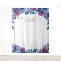 エレガントな紫の花の結婚式写真ブース背景