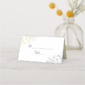 エレガントな紫の花の結婚式 プレイスカード (正面)