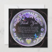 エレガントな紫の花の結婚記念日カップル サンキューカード (正面)