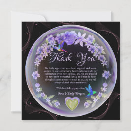 エレガントな紫の花の結婚記念日カップル サンキューカード