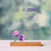 エレガントな紫の花の飲み物メニュー アクリルサイン (ニュートラル)