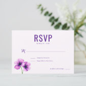 エレガントな紫の花のRSVP 出欠カード (スタンド正面)
