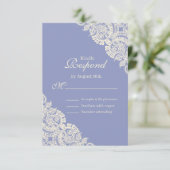 エレガントな紫の花柄レースの返信カード 出欠カード (スタンド正面)