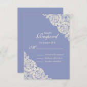 エレガントな紫の花柄レースの返信カード 出欠カード (正面/裏面)