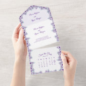 エレガントな紫の花 オールインワン招待状 (貼ってはがせる)