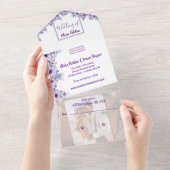 エレガントな紫の花 オールインワン招待状 (貼ってはがせる)