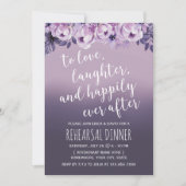 エレガントな紫の花 モーブの結婚式リハーサルディナー 招待状 (正面)