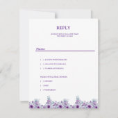 エレガントな紫の花 招待状 (正面)