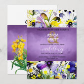 エレガントな紫の花 招待状 (正面/裏面)