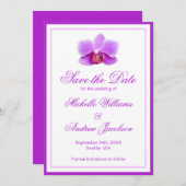 エレガントな紫の蘭 日程発表のお知らせ 招待状 (正面/裏面)