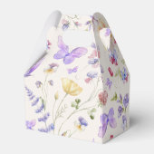 エレガントな紫の蝶のブライダルシャワー フェイバーボックス (裏面サイド)