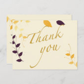 エレガントな紫の金色の葉の感謝のポストカード ポストカード (正面/裏面)