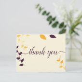 エレガントな紫の金色の葉の感謝のポストカード ポストカード (スタンド正面)